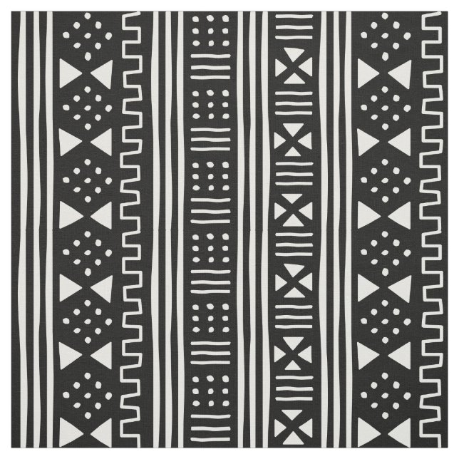 Tela El blanco en el africano negro MudCloth inspiró (Retal)