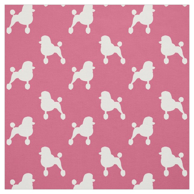 Tela El caniche estándar de lujo siluetea rosa y blanco (Retal)