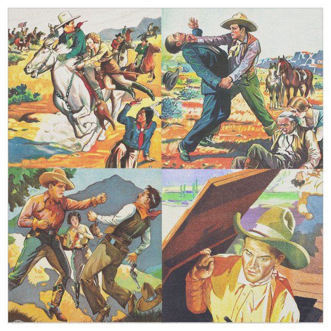 Tela El cartel de película occidental de los vaqueros (Retal)