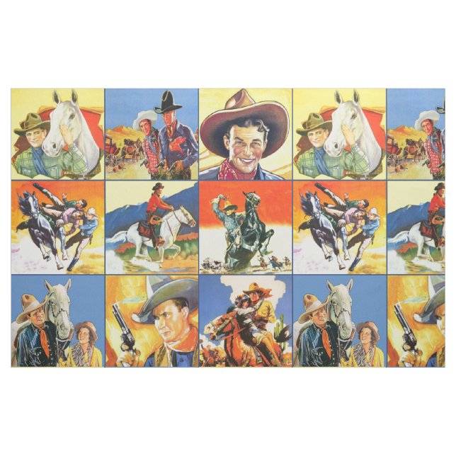 Tela El cartel de película occidental de los vaqueros ("Cuarto gordo" (fat quarter))