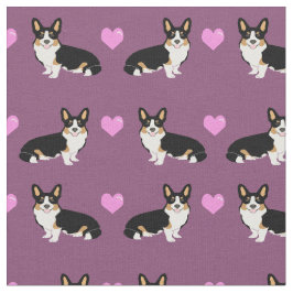 Tela el corgi tricolor ama los corazones morados
