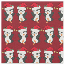 Tela El día de la fiesta roja pingüino de los Navidades