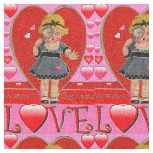 Tela El día de San Valentín Retro Art Fabric - Algodón  (De cerca)
