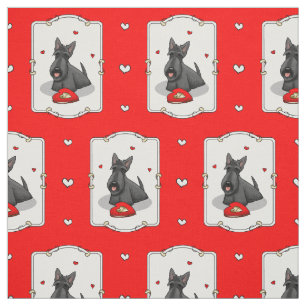 Tela El día de San Valentín (rojo) Scottie Dog (negro) 