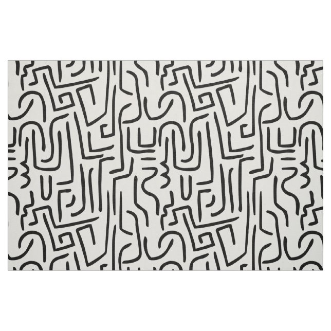 Tela El extracto alinea 130318 - negro en blanco ("Cuarto gordo" (fat quarter))