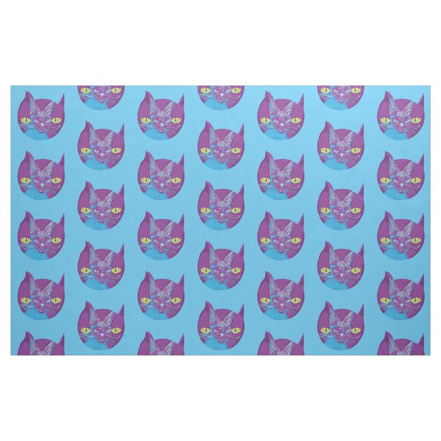 Tela El gato de Schrodinger, artístico ("Cuarto gordo" (fat quarter))