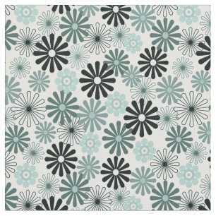 Tela El gris de la aguamarina florece el estilo 1960 de