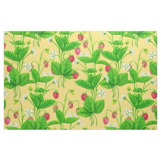Tela El jardín de fresas en amarillo ("Cuarto gordo" (fat quarter))