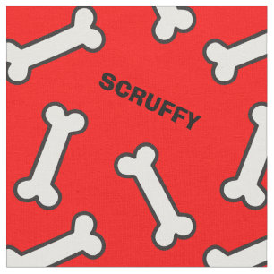 Tela El nombre del perro patrón óseo rojo y blanco