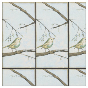 Tela El pequeño pájaro amarillo se encaramó en una rama