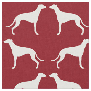Tela El perro del galgo siluetea rojo y blanco del