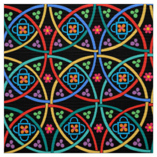 Tela El poder de las flores de Boho en negro