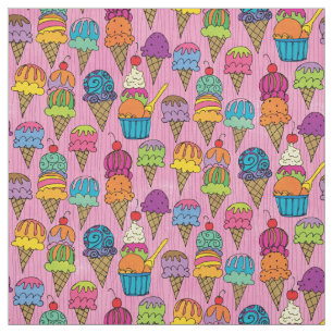Tela El postre del helado dulce en el patrón rosa gira