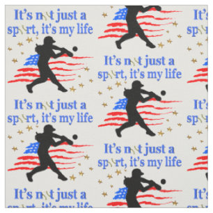 TELA EL SOFTBALL ES MI VIDA DISEÑO PATRIÓTICO USA