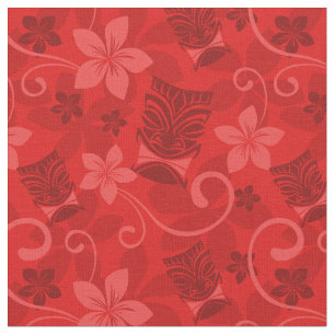 Tela El Tiki Rojo Mascarilla Hawai