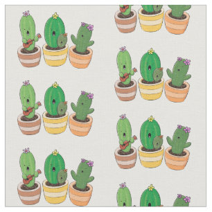 Tela El trío de cactus lindo canto ilustracion personal