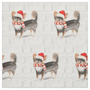 Tela El viejo Chihuahua Santa Dog Woof Word Art