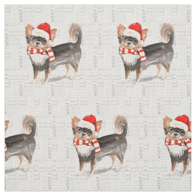 Tela El viejo Chihuahua Santa Dog Woof Word Art (Retal)