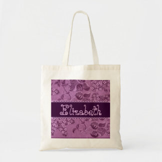 Tela El vintage púrpura florece el bolso de la dama de