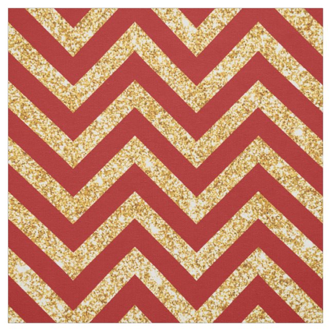 Tela El zigzag rojo del brillo del oro raya el modelo (Retal)