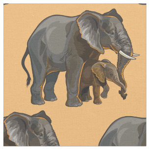Tela Elefante africano con bebé