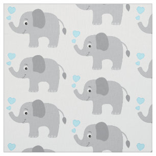 Tela Elefante bebé con corazones azules