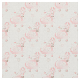 Tela Elefante bebé rosa y nubes