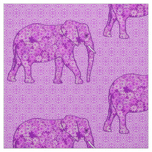 Tela elefante de flores - amatista morado