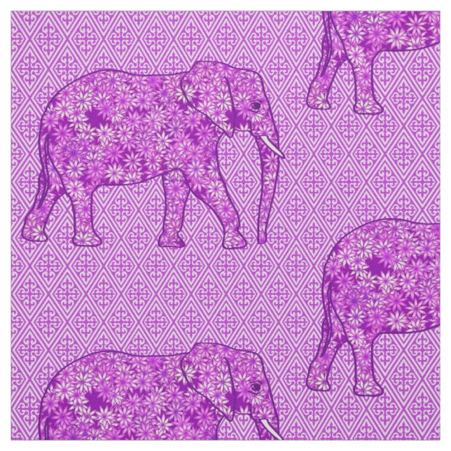 Tela elefante de flores - amatista morado (Retal)
