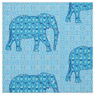 Tela Elefante de flores de Lotus - turquesa