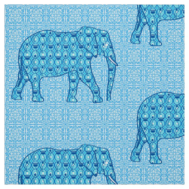 Tela Elefante de flores de Lotus - turquesa (Retal)
