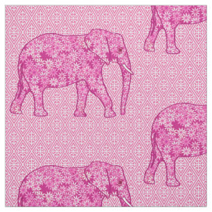 Tela Elefante de las flores - rosa fucsia