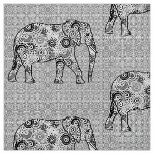 Tela Elefante del remolino del fractal - gris, blanco y