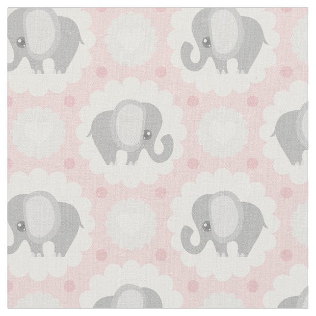 Tela Elefante hermoso del bebé en rosa (De cerca)