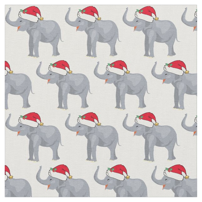 Tela Elefante navidad en Santa Hat aburrido feriado (De cerca)