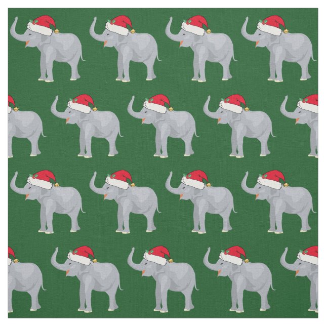 Tela elefante Papá Noel Verde Navidad (Retal)