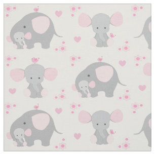 Tela Elefante Pink Gray Safari Animal Nursera Niña