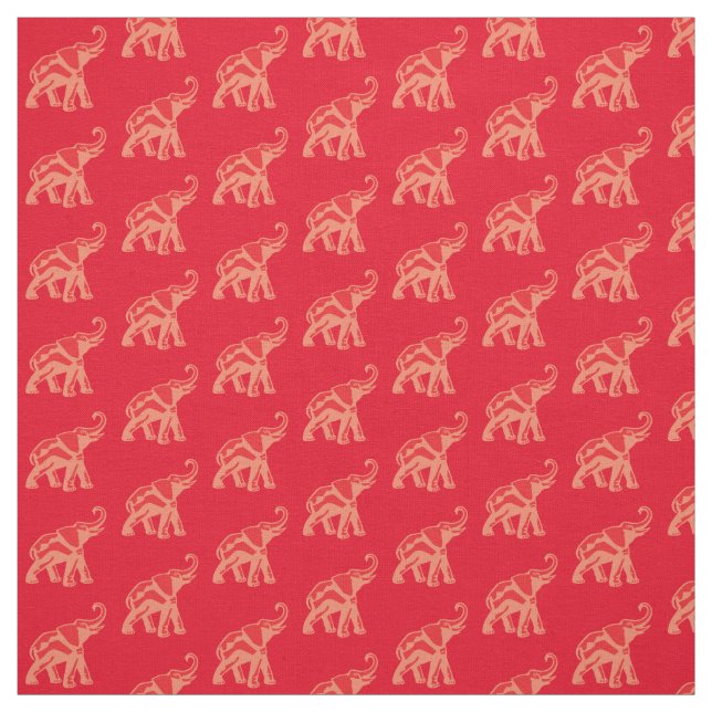Tela Elefante Rojo Afortunado (Retal)