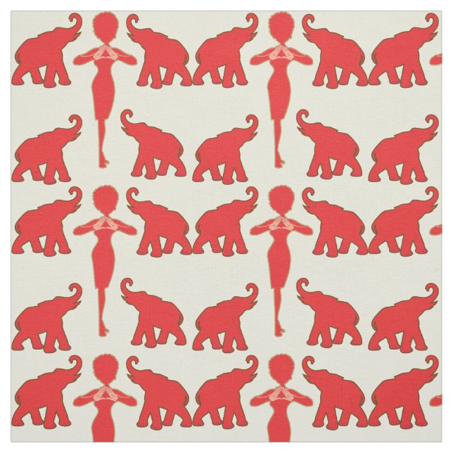 Tela Elefante Rojo Afortunado (Retal)