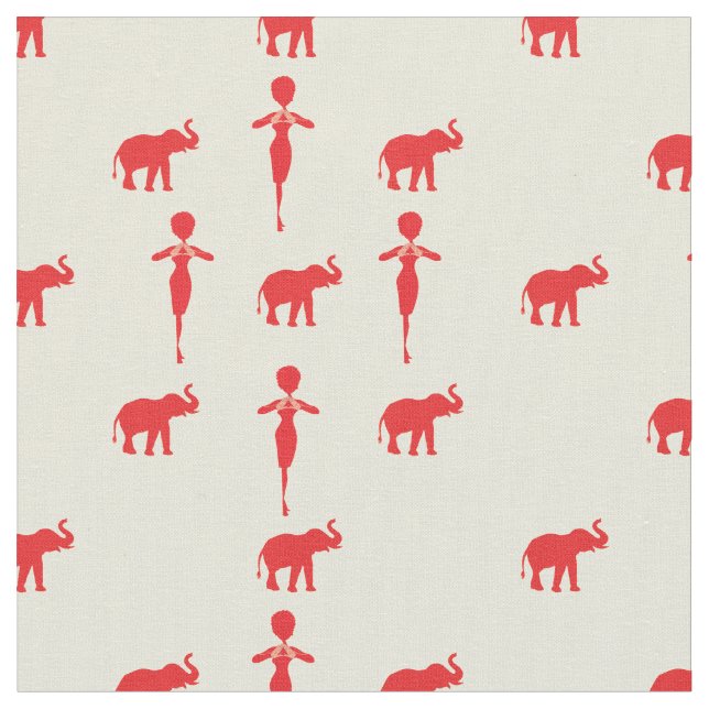 Tela Elefante Rojo Afortunado (De cerca)