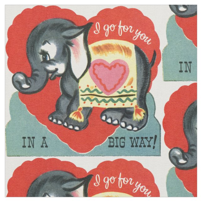 Tela Elefante Vintage Valentine (De cerca)