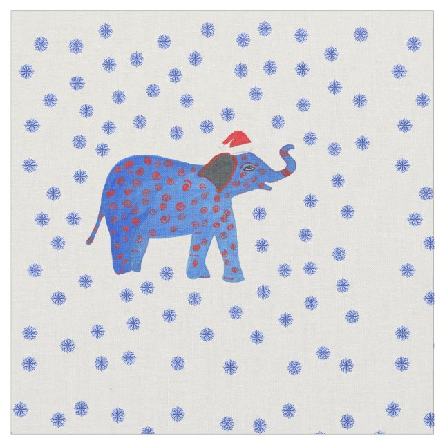 Tela Elefante y copos de nieve (De cerca)