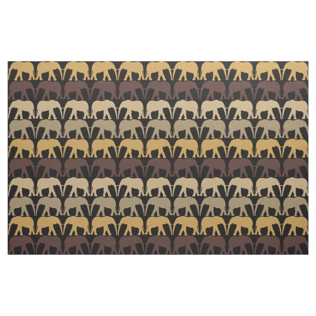 Tela Elefantes Patrón Sobre Negro ("Cuarto gordo" (fat quarter))