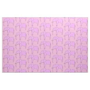Tela Elefantes rosados con Personalizado de puntos de p