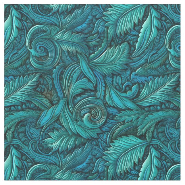 Tela Elegant turquoise tooled leather  (De cerca)