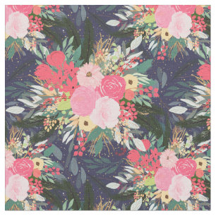 Tela Elegante Astral Winter Floral & Gold Dots