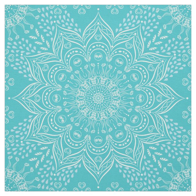 Tela Elegante Boho Verde azulado Blue Mandala (Retal)