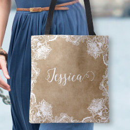 Tela Elegante Bolso de Mano Floral Blanco Vintage Nupci