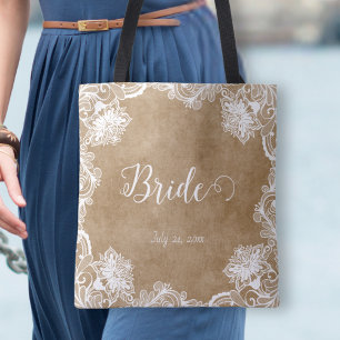 Tela Elegante Bolso de Mano Floral Blanco Vintage Nupci