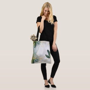 Tela Elegante bolso de tote de hojas